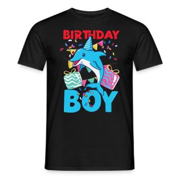 Dolphin Birthday Birthday Boy - Men's T-Shirt - black - Front - AI Model Male 178 light (178cm)