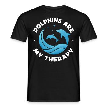 Dolphin Dolphins Are My Therapy - Men's T-Shirt - black - Front - AI Model Male 178 light (178cm)