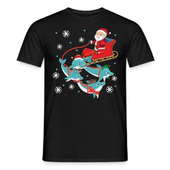 Dolphin Christmas Santa Sleigh - Männer T-Shirt - Schwarz - Vorne - AI Model Male 178 light (178cm)