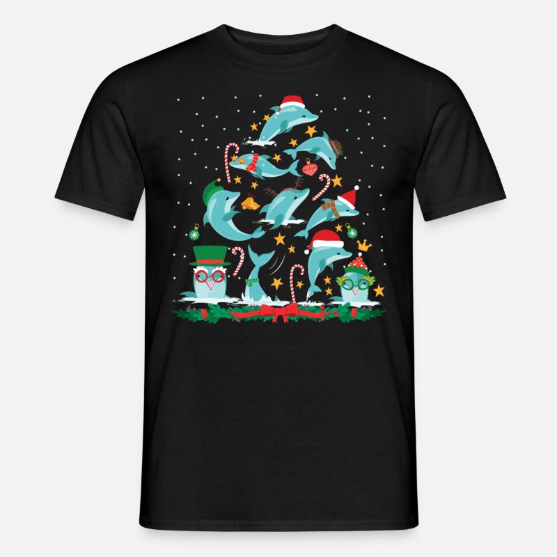 Dolphin Christmas Tree - Männer T-Shirt - Schwarz