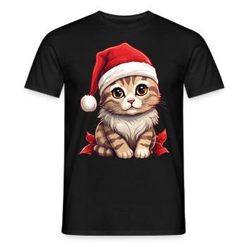 Cat Christmas Christmas Cat Cute Merry Catmas - Men's T-Shirt - black - Front - AI Model Male 178 light (178cm)