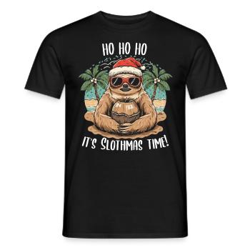 Noël tropical : paresseux et noix de - T-shirt homme - noir - Devant - AI Model Male 178 light (178cm)