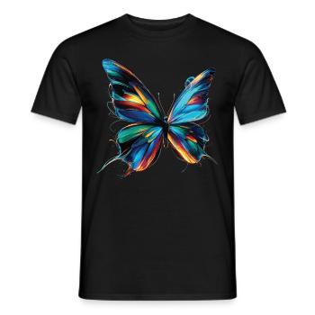 Cyber Wings : Papillon numérique - T-shirt homme - noir - Devant - AI Model Male 178 light (178cm)