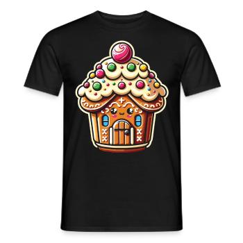 Gingerbread House Fantasy: Cupcake Edition - Men's T-Shirt - black - Front - AI Model Male 178 light (178cm)