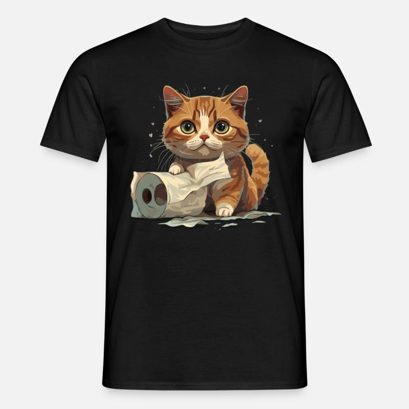 Verspieltes Kätzchen: Toilettenspaß - Männer T-Shirt - Schwarz