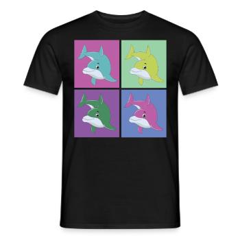 Dauphin rétro des années 80 des années 90 Vintage - T-shirt homme - noir - Devant - AI Model Male 178 light (178cm)