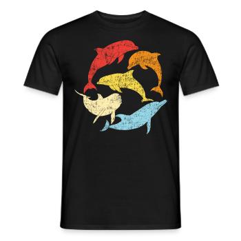 Dolphin Retro Vintage - Men's T-Shirt - black - Front - AI Model Male 178 light (178cm)