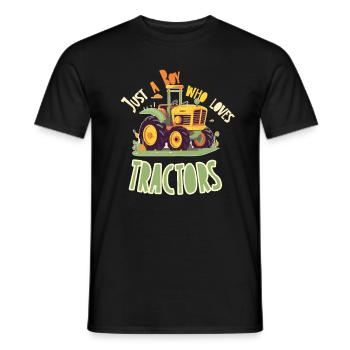 Just a boy who loves tractors - cute design - Men's T-Shirt - black - Front - AI Model Male 178 light (178cm)