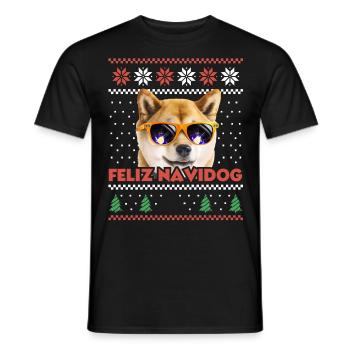 Cool Akita Inu Chien Feliz Navidog Noël moche - T-shirt homme - noir - Devant - AI Model Male 178 light (178cm)