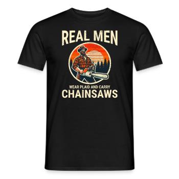 Lumberjack Woodworker Woodcutter Chainsaw Arborist - Men's T-Shirt - black - Front - AI Model Male 178 light (178cm)