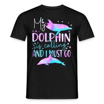 Dolphin My Dolphin Is Calling And - Men's T-Shirt - black - Front - AI Model Male 178 light (178cm)