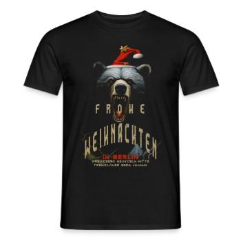 Weihnachten Berliner Bär schickt Weihnachtsgrüße - Männer T-Shirt - Schwarz - Vorne - AI Model Male 178 light (178cm)