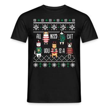 Tout ce dont vous avez besoin est un pyjama de chat PJ Ugly Drôle Noël - T-shirt homme - noir - Devant - AI Model Male 178 light (178cm)