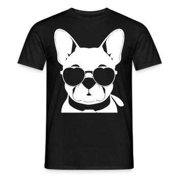 Lustige Französische Bulldogge mit Sonnenbrille Französischer Bulld - Männer T-Shirt - Schwarz - Vorne - AI Model Male 178 light (178cm)