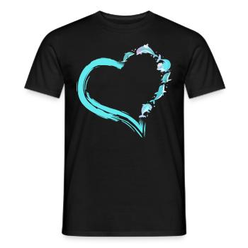 Coeur de dauphin - T-shirt homme - noir - Devant - AI Model Male 178 light (178cm)