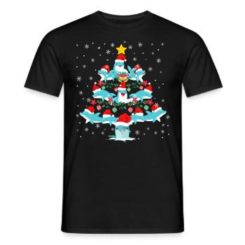 Dolphin Christmas Tree - Men's T-Shirt - black - Front - AI Model Male 178 light (178cm)