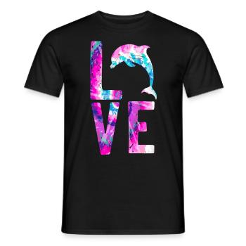 Dolphin Watercolor Love - Männer T-Shirt - Schwarz - Vorne - AI Model Male 178 light (178cm)