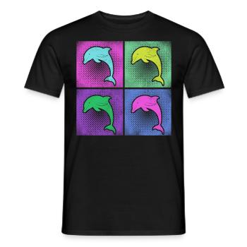 Dauphin rétro des années 80 des années 90 Vintage - T-shirt homme - noir - Devant - AI Model Male 178 light (178cm)