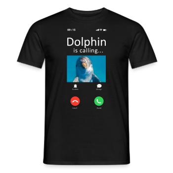 Dolphin Phone Display Dolphin Est - T-shirt homme - noir - Devant - AI Model Male 178 light (178cm)
