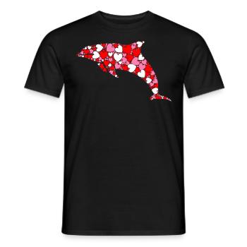 Dolphin Heart - Men's T-Shirt - black - Front - AI Model Male 178 light (178cm)