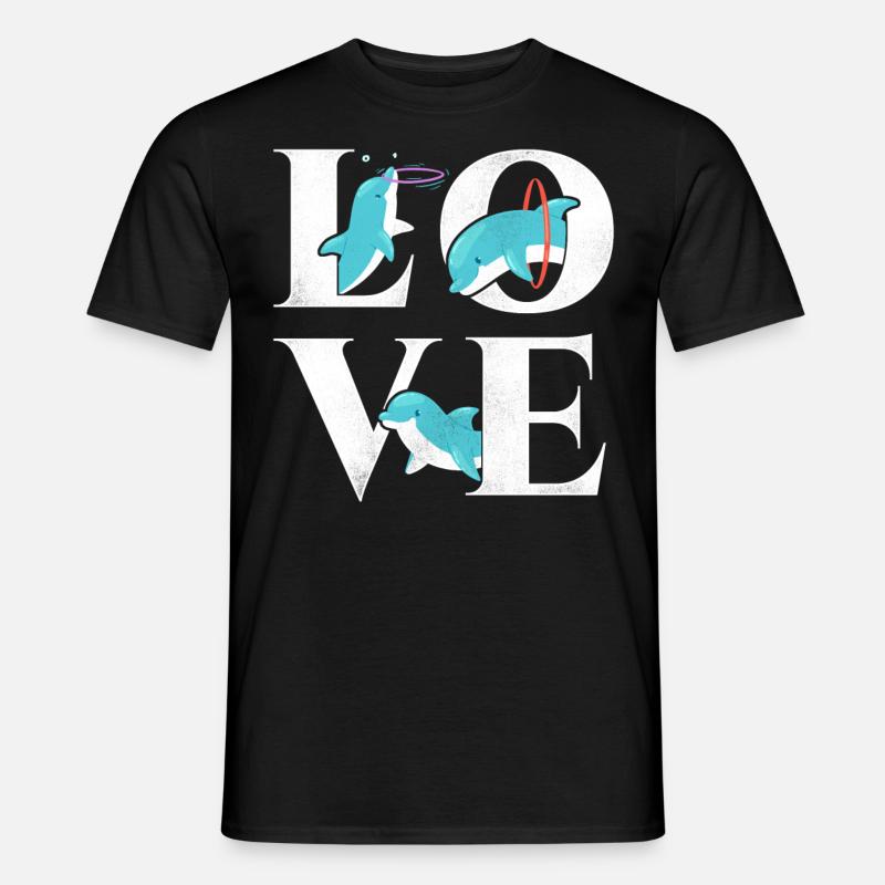 Dolphin Love - Männer T-Shirt - Schwarz