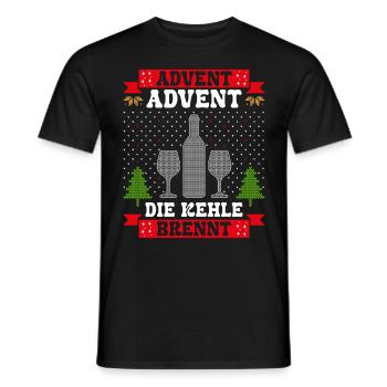 Advent Advent die Kehle Brennt Glühweintopf - Männer T-Shirt - Schwarz - Vorne - AI Model Male 178 light (178cm)