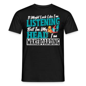 Wakeboarder In My Head I'm Wakeboarding - Men's T-Shirt - black - Front - AI Model Male 178 light (178cm)