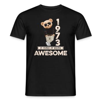 1973 Birthday Teddy Bear Being Awesome Orignal - Men's T-Shirt - black - Front - AI Model Male 178 light (178cm)
