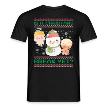 Is It Christmas Break Yet? Sweet snowman teacher - Men's T-Shirt - black - Front - AI Model Male 178 light (178cm)