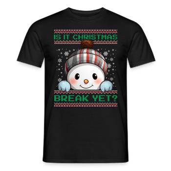 Is It Christmas Break Yet? Cute Snowman Teacher - Men's T-Shirt - black - Front - AI Model Male 178 light (178cm)