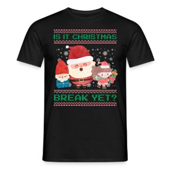 Is It Christmas Break Yet? Santa Claus teacher - Men's T-Shirt - black - Front - AI Model Male 178 light (178cm)