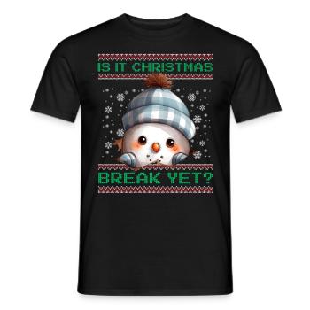 Is It Christmas Break Yet? Cute Snowman Teacher - Men's T-Shirt - black - Front - AI Model Male 178 light (178cm)