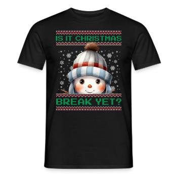 Is It Christmas Break Yet? Cute Snowman Teacher - Men's T-Shirt - black - Front - AI Model Male 178 light (178cm)