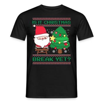Is It Christmas Break Yet? Santa Claus Teacher - Men's T-Shirt - black - Front - AI Model Male 178 light (178cm)