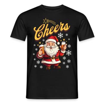 Santa Claus Alcohol Beer Mulled Wine Liquor Cheers - Men's T-Shirt - black - Front - AI Model Male 178 light (178cm)