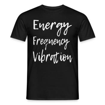 Energy Frequency Vibration Text Art - Men's T-Shirt - black - Front - AI Model Male 178 light (178cm)