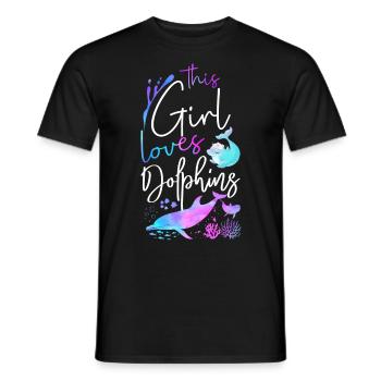 Dolphin This Girl Loves Dolphins - Männer T-Shirt - Schwarz - Vorne - AI Model Male 178 light (178cm)