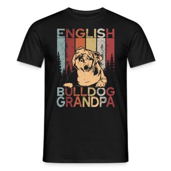 Bouledogue anglais grand-père - T-shirt homme - noir - Devant - AI Model Male 178 light (178cm)