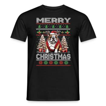 Merry Christmas English Bulldog - Men's T-Shirt - black - Front - AI Model Male 178 light (178cm)