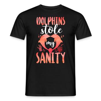 Dolphin Dolphins Stole My Sanity - Men's T-Shirt - black - Front - AI Model Male 178 light (178cm)
