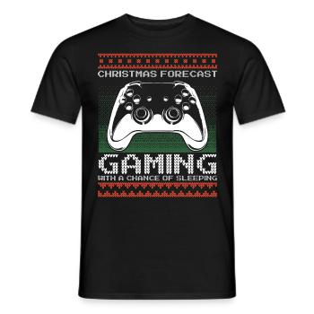 Funny Christmas Forecast Gaming Controller Ugly - Männer T-Shirt - Schwarz - Vorne - AI Model Male 178 light (178cm)