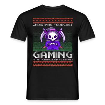 Funny Christmas Forecast Gaming Reaper Ugly Xmas - Männer T-Shirt - Schwarz - Vorne - AI Model Male 178 light (178cm)