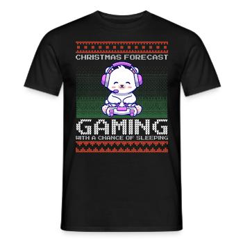 Funny Christmas Forecast Gaming Eisbär Ugly Xmas - Männer T-Shirt - Schwarz - Vorne - AI Model Male 178 light (178cm)