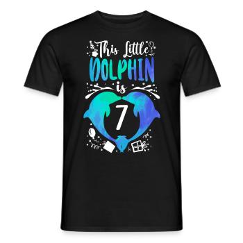Dolphin 7th Birthday This Little - Men's T-Shirt - black - Front - AI Model Male 178 light (178cm)