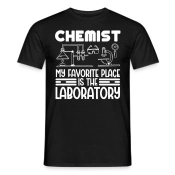 L’endroit préféré des chimistes est la chimie de laboratoire - T-shirt homme - noir - Devant - AI Model Male 178 light (178cm)