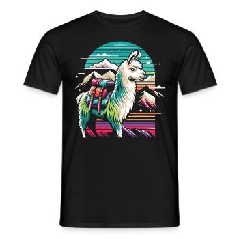 Abenteuer Lama: Wandern in den Bergen - Männer T-Shirt - Schwarz - Vorne - AI Model Male 178 light (178cm)