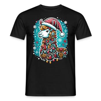 Festliches Lama: Weihnachtszauber - Männer T-Shirt - Schwarz - Vorne - AI Model Male 178 light (178cm)