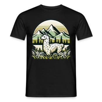 Mountaineer Lama : Aventure dans les hauteurs - T-shirt homme - noir - Devant - AI Model Male 178 light (178cm)