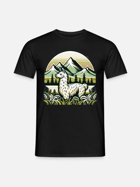 Bergsteiger Lama: Abenteuer in den Höhen - Männer T-Shirt - Schwarz
