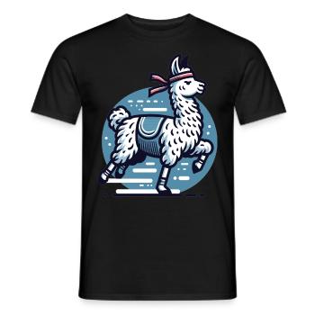 Jogger Lama: Sporty on the road - Men's T-Shirt - black - Front - AI Model Male 178 light (178cm)